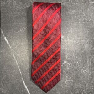 Mens Tie | Sean John‎ | Red Burgundy Diagonal Striped Silk Formal Business